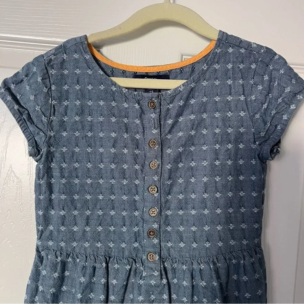 GAP Kids Woven Cotton Chambray Dress Blue Girls Small 6-7 Years Old EUC